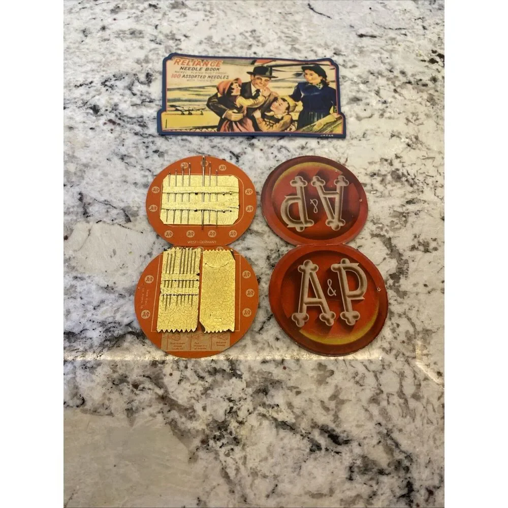Vintage A&P & Reliance Grocery‎ Store Sewing Needle Cardboard Packets seamstress